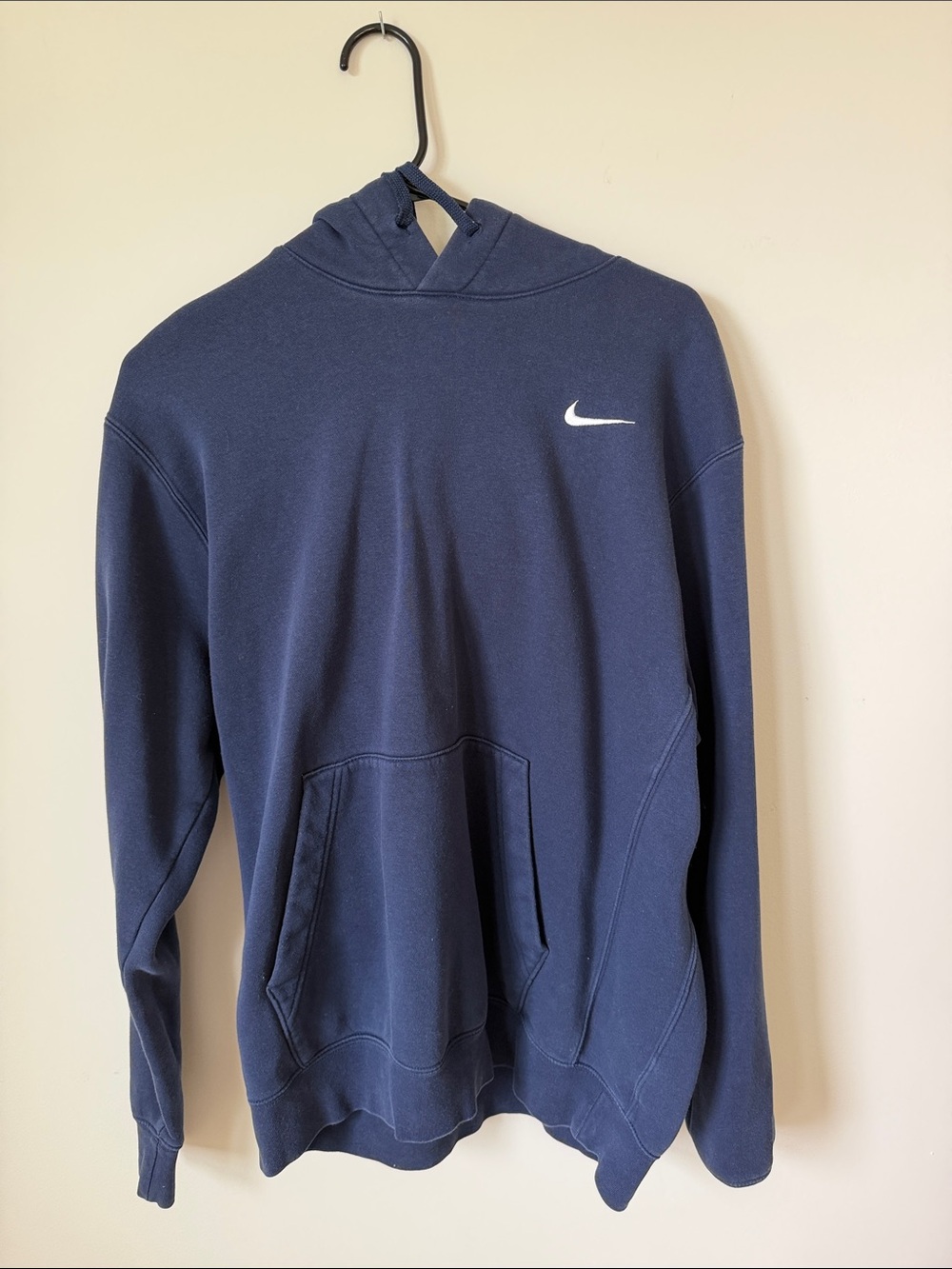 Nike Men's Navy Hooded Sweatshirt with White Swoosh